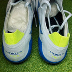 Mizuno Morelia Neo III Made in Japan FG Below Zero White/Ice Melt/Star Sapphire/Neo Lime behind view